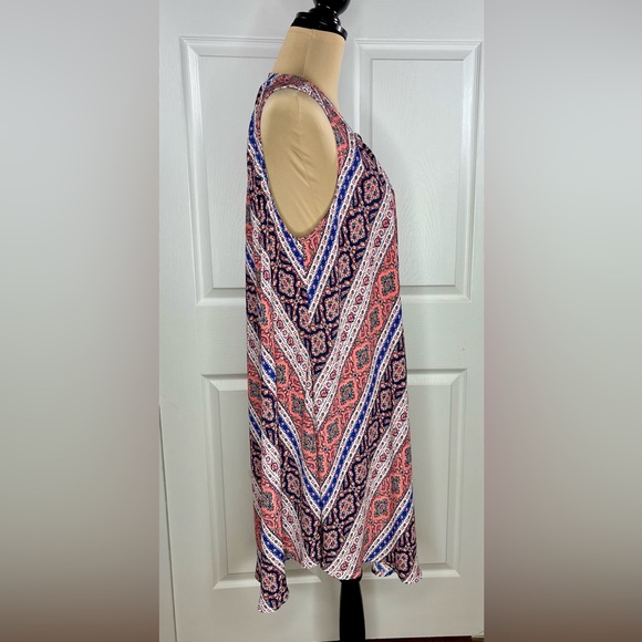 Umgee A-Line Dress with Pink and Blue Patterns - Picture 4 of 11